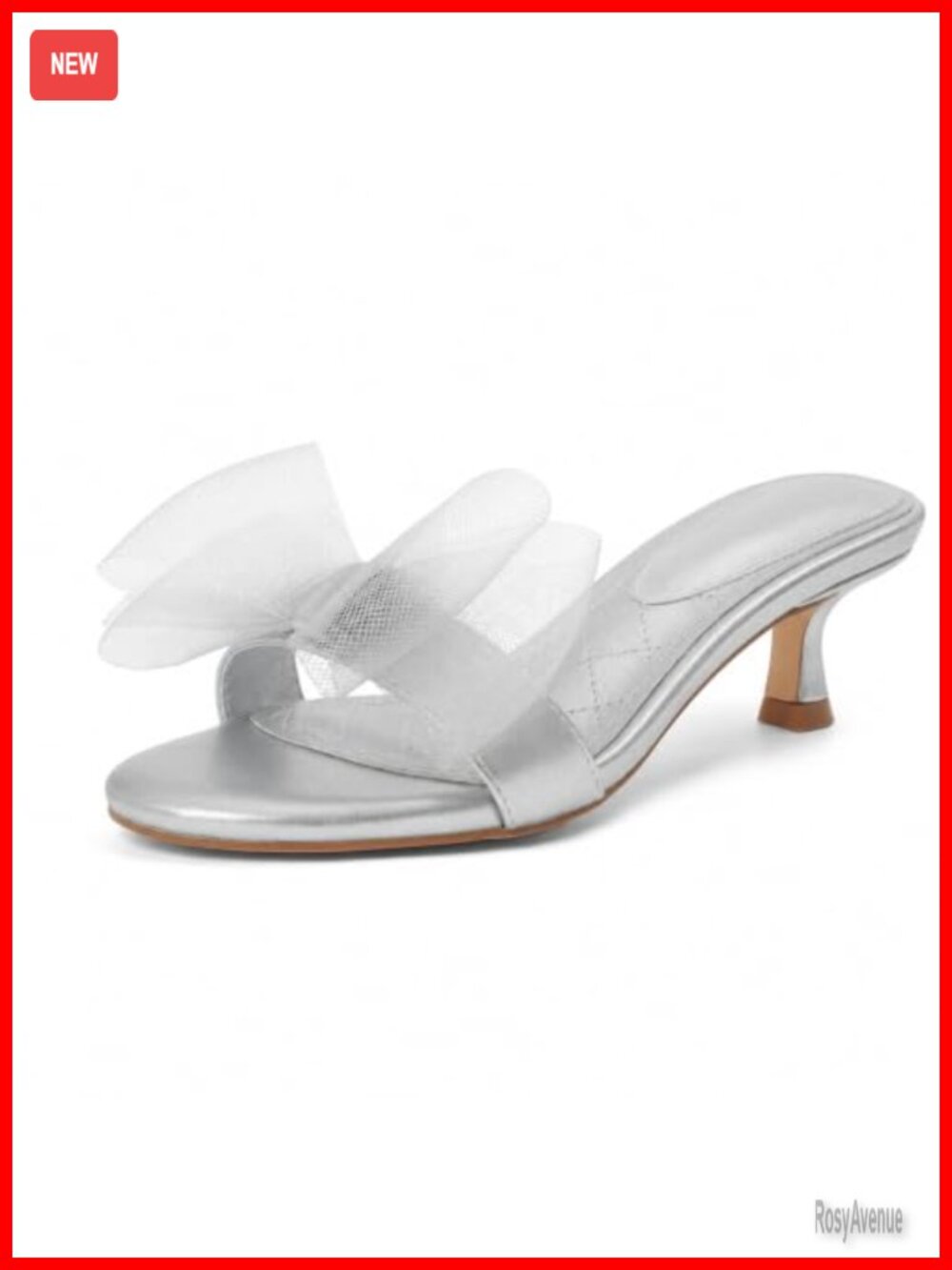 Faux Leather Kitten Heel Mules Open Toe Slip On Heeled Sandals